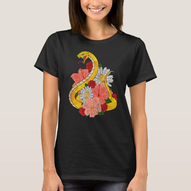 Camiseta Floral Predator Reptile Keeper Snake Flowe Snak (Anverso)