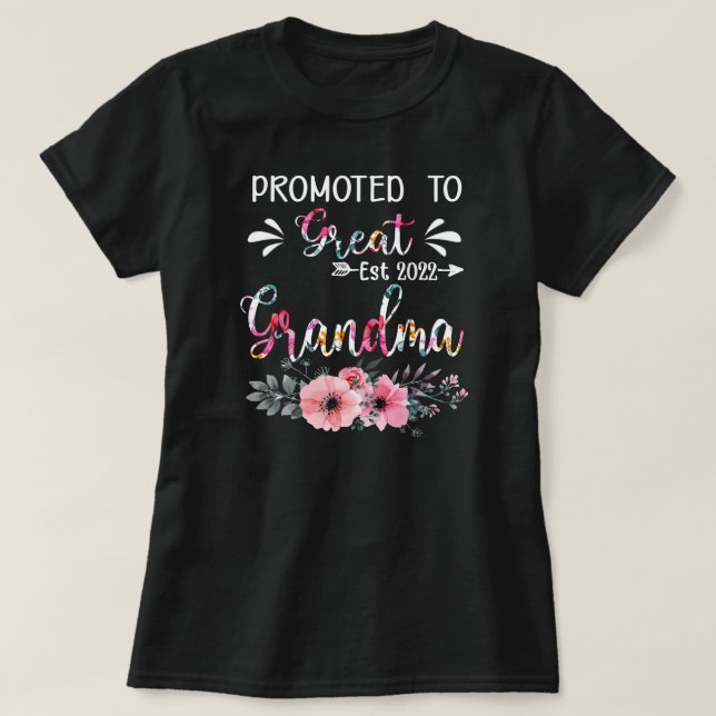 Camiseta Floral Promoted To Great Grandma 2022 Mothers Day (Diseño del anverso)