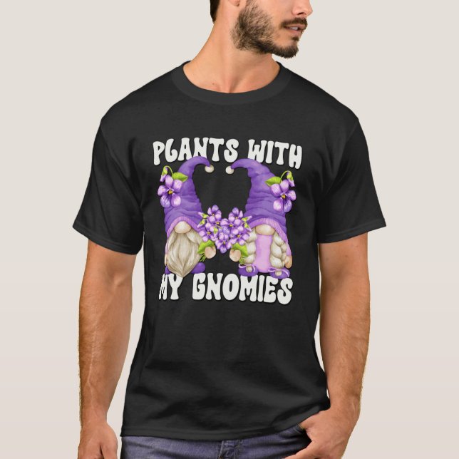 Camiseta Floral Purple Gnomes Plant Saying For Spring  Gard (Anverso)
