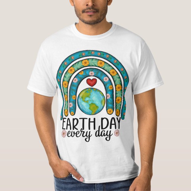 Camiseta Floral Rainbow Earth - Celebrar nuestro planeta (Anverso)