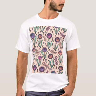 Camiseta Floral Retro 60: Patrón de decoración residencial