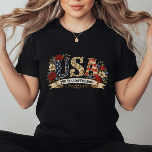 Camiseta Floral Retro Americano Aniversario