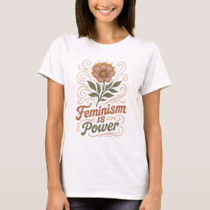 Camiseta Floral Retro de Empoderamiento Feminista