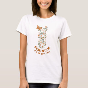 Camiseta floral retro de feminismo Está en mi ADN