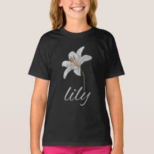 Camiseta floral retro de flor de lirio blanca vint