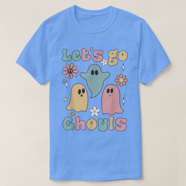 Camiseta Floral retro Groovy deja ir a Ghouls Ghost Hallowe (Diseño del anverso)