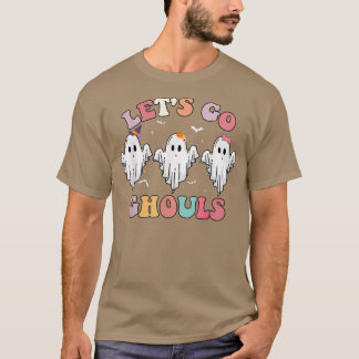 Camiseta Floral Retro Groovy Let's Go Ghouls Funny Hallowee