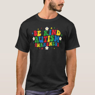 Camiseta Floral Retro Groovy Sé Amable Mes de Concientizaci