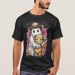 Camiseta Floral Retro Preppy Vaca de las Tierras Altas y Fa