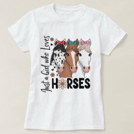 Camiseta Floral Retro Solo una Chica que Ama los Caballos D