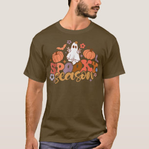 Camiseta Floral retro temblorosa temporada fantasma calabaz