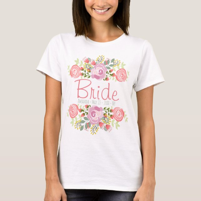 Camiseta Floral romántica personalizada (Anverso)