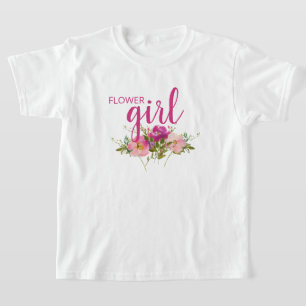 Camiseta Floral Rosa Acuarela para Niña de Flores 