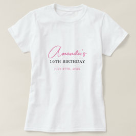 Camiseta Floral Rosa Bow Coquette Sweet 16 Cumpleaños