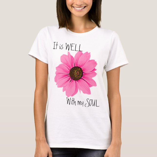 Camiseta Floral Rosa Está Bien Con Mi Alma Inspiradora (Anverso)