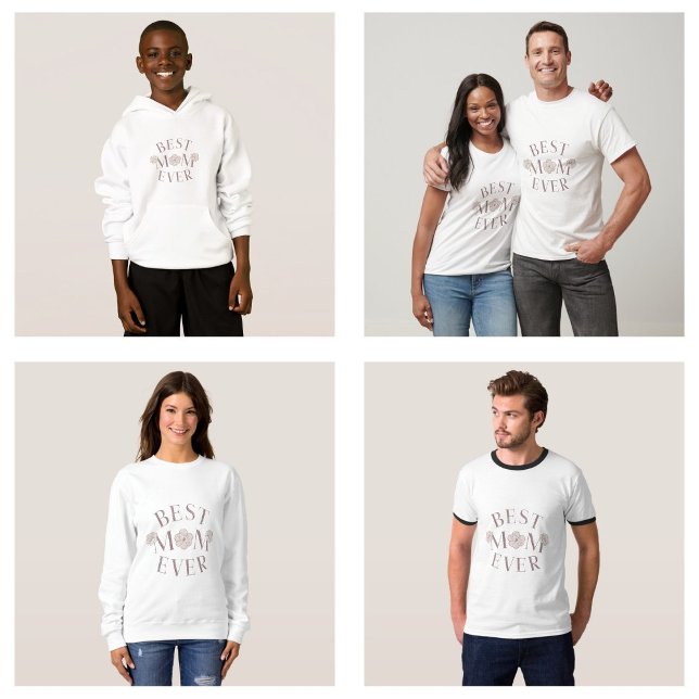 Camiseta Floral rosa mejor mamá de todos los tiempos (Pink Floral Best Mom Ever clothes)