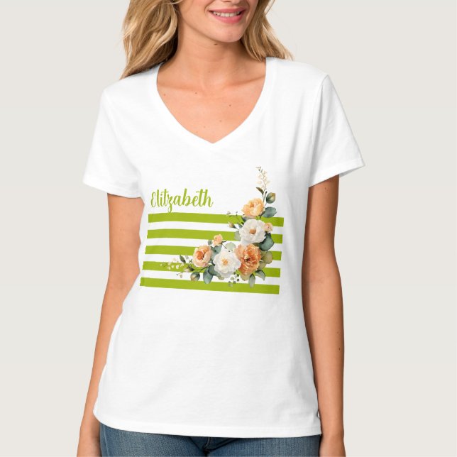 Camiseta floral Rosa naranja (Anverso)