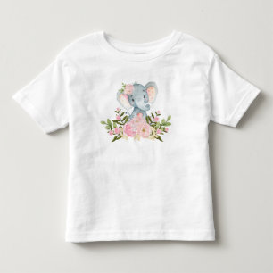 Camiseta floral rosada del niño del cumpleaños del