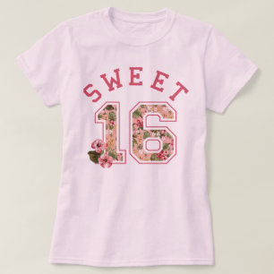 Camiseta Floral rosado atlético del dulce 16