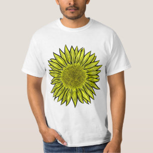 Camiseta Floral Rústico Amarillo Giro mano de girasol