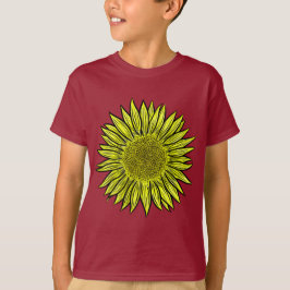 Camiseta Floral Rústico Amarillo Giro mano de girasol
