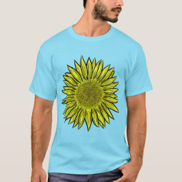 Camiseta Floral Rústico Amarillo Giro mano de girasol