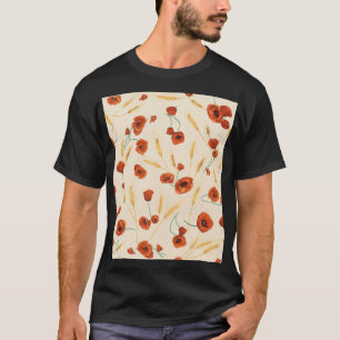 Camiseta Floral salvaje: patrón de fondo claro.