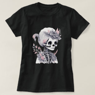 Camiseta Floral Skeleton Chica Pastel Gothic T Shirt