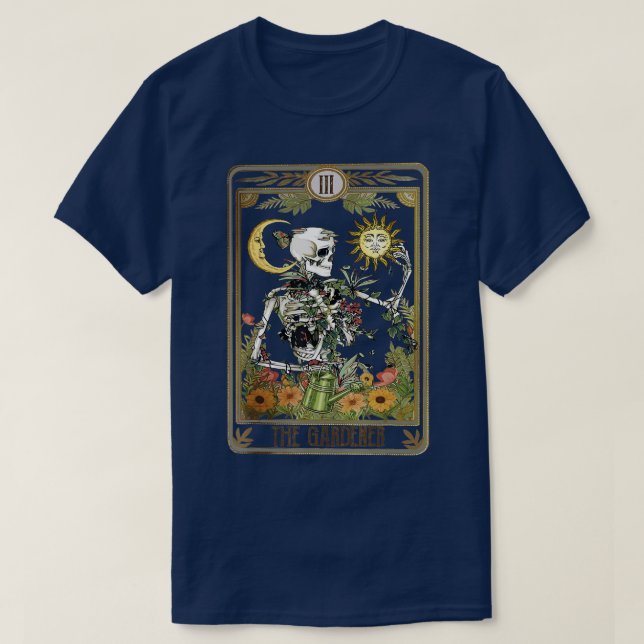 Camiseta Floral Skeleton Gardening Tarot La Planta Gardener (Diseño del anverso)