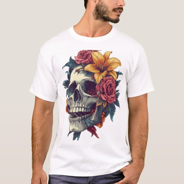 Camiseta Floral Skull Bloom (Anverso)