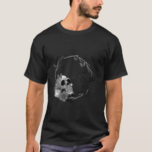 Camiseta Floral Skull Death Crow Scary Halloween Gothic The