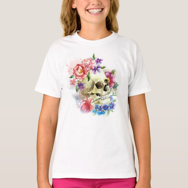 Camiseta Floral Skull Dia de los Muertos | Sleeve Shirt (Anverso)