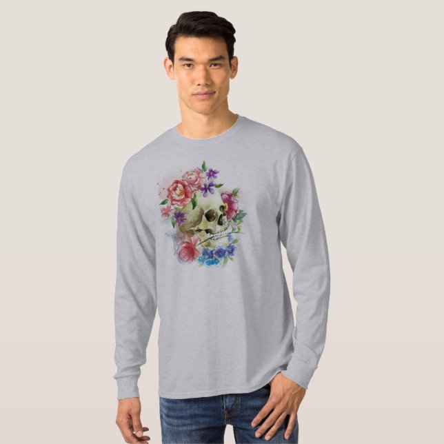 Camiseta Floral Skull Dia de los Muertos | Sleeve Shirt (Anverso completo)