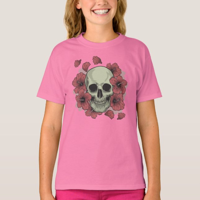 Camiseta Floral Skull Dia de los Muertos | Sleeve Shirt (Anverso)