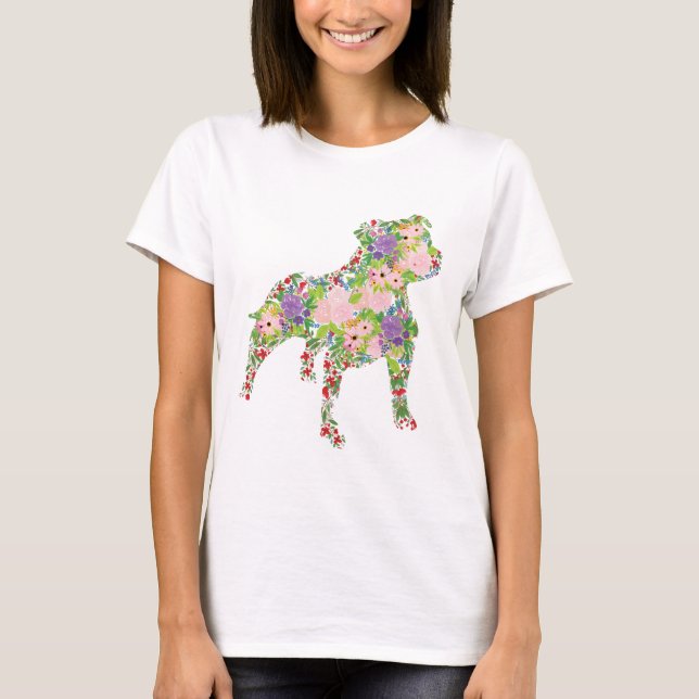 Camiseta Floral Staffordshire Bull Terrier (Anverso)
