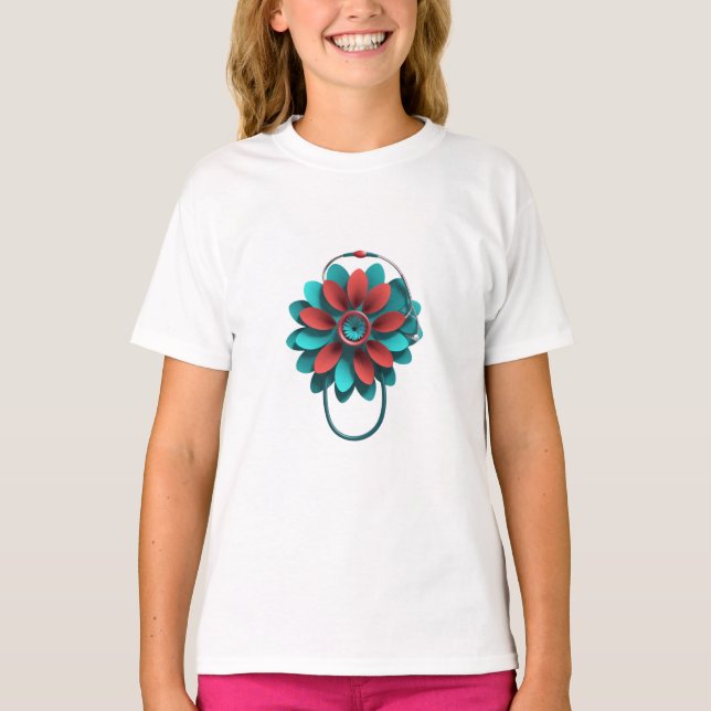 Camiseta Floral Stethoscope Design – Unique Medical & Healt (Anverso)