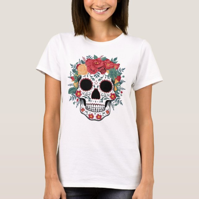 Camiseta Floral Sugar Skull (Anverso)