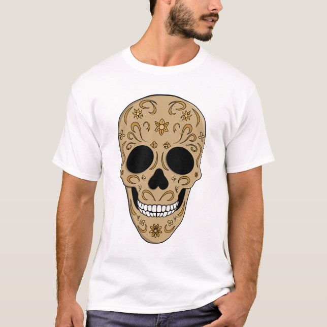 Camiseta Floral Sugar Skull Dia de los Muertos (Anverso)