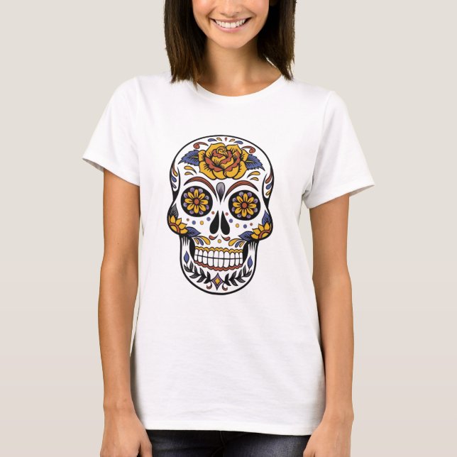 Camiseta "Floral Sugar Skull - Día de los Muertos Art (Anverso)