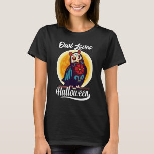 Camiseta Floral Sugar Skull Owl Ama Halloween Day Of The