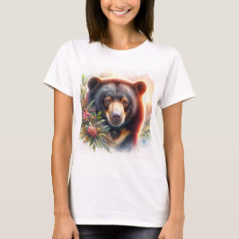 Camiseta Floral Sun Bear Watercolor Illustration T-Shirt