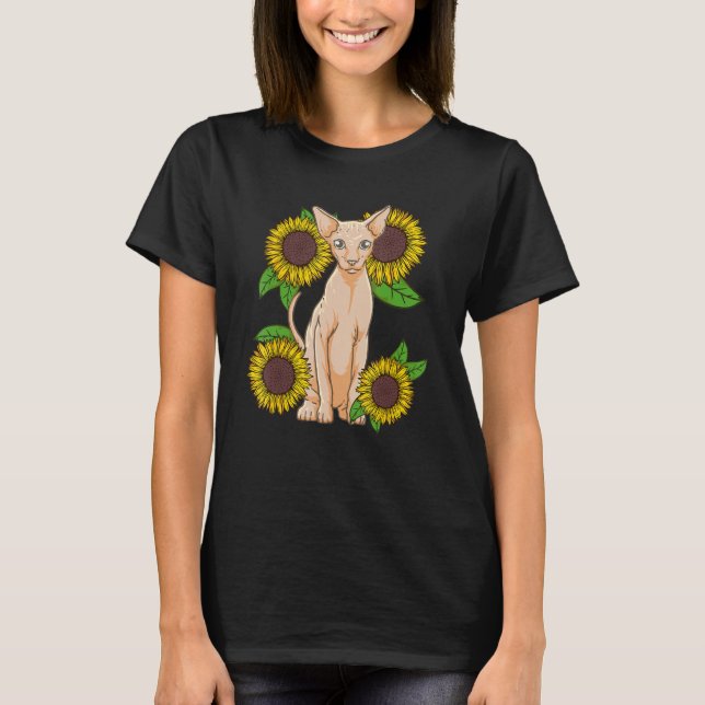 Camiseta Floral Sunflower Sphynx Cat Lover (Anverso)
