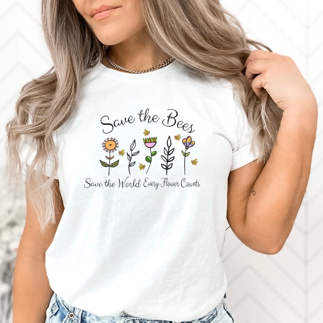 Camiseta Floral T-shirt "Save the Bees,  (Subido por el creador)