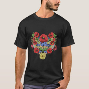 Camiseta Floral Ucrania Amapolas Viburnum Retro Ucraniano V
