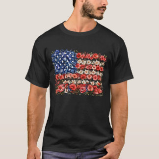 Camiseta Floral USA Bandera Americana 4 de Julio