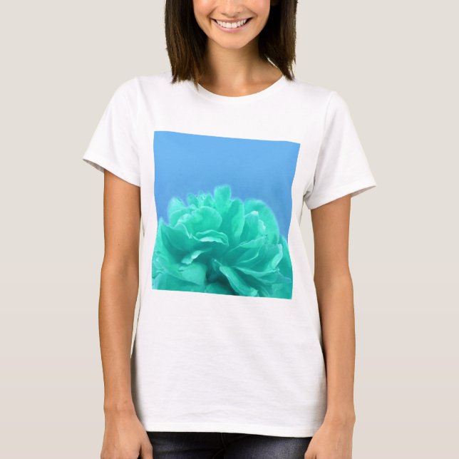 Camiseta Floral verde azul colorida (Anverso)