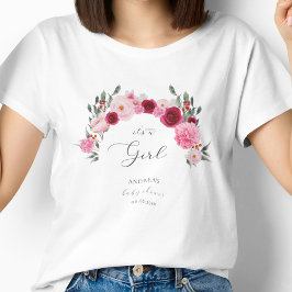 Camiseta Floral vibrante rosada caliente es un Baby Shower