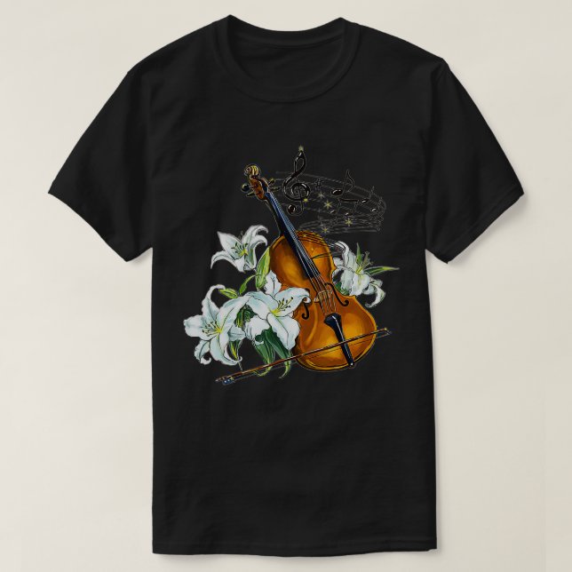 Camiseta Floral Violin  Lilies Flower  (Diseño del anverso)