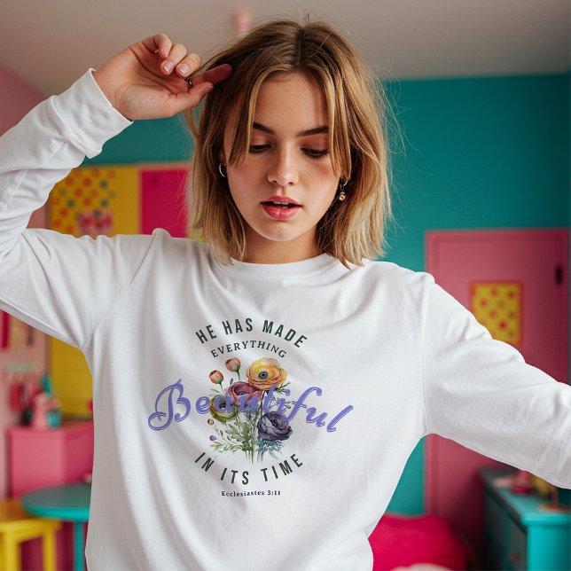 Camiseta Floral Watercolor Beautiful Scripture (Subido por el creador)