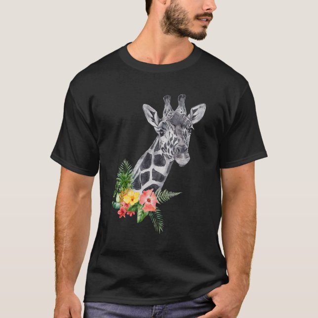 Camiseta Floral Wild Giraffe Camelopard Spirit Animal Wild (Anverso)